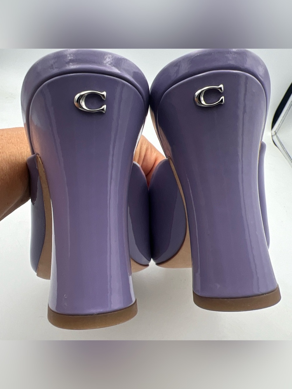 COACH Laurence Patent All Leather Sandal Heel Violet Purple Women’s Size 8 NEW - Picture 10 of 13